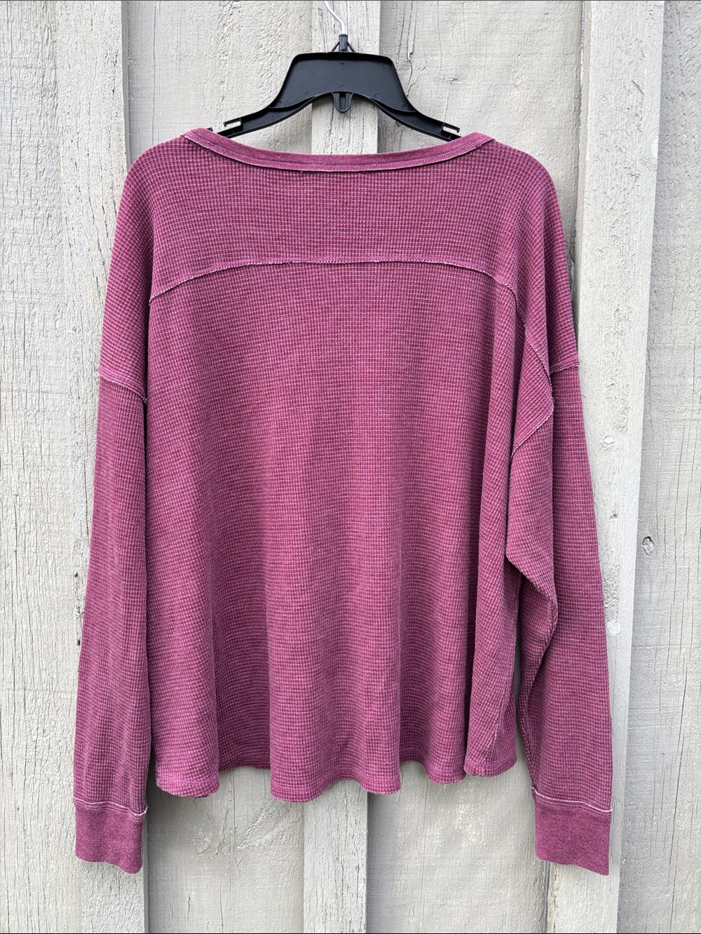 Lucky Brand V-Neck Waffle Knit Top Size XL - Picture 2 of 5